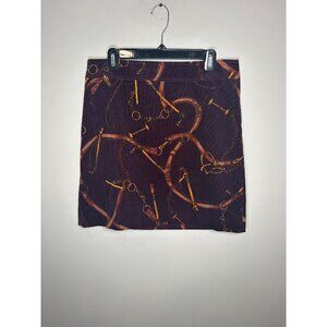 Talbots Corduroy Skirt Size 10 Petite Equestrian Horse Riding Print maroon